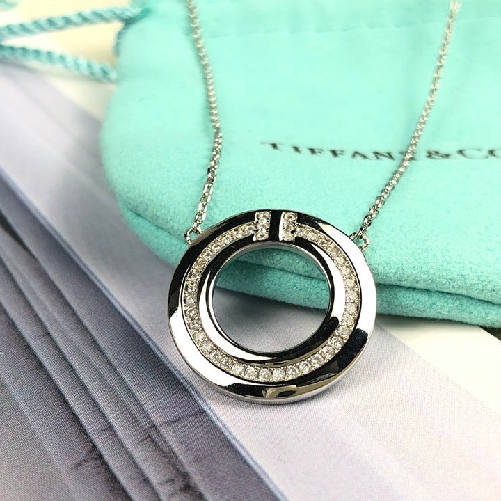 timeless classic Tiffany round T necklace Women timeless classic Tiffany round T necklace Women