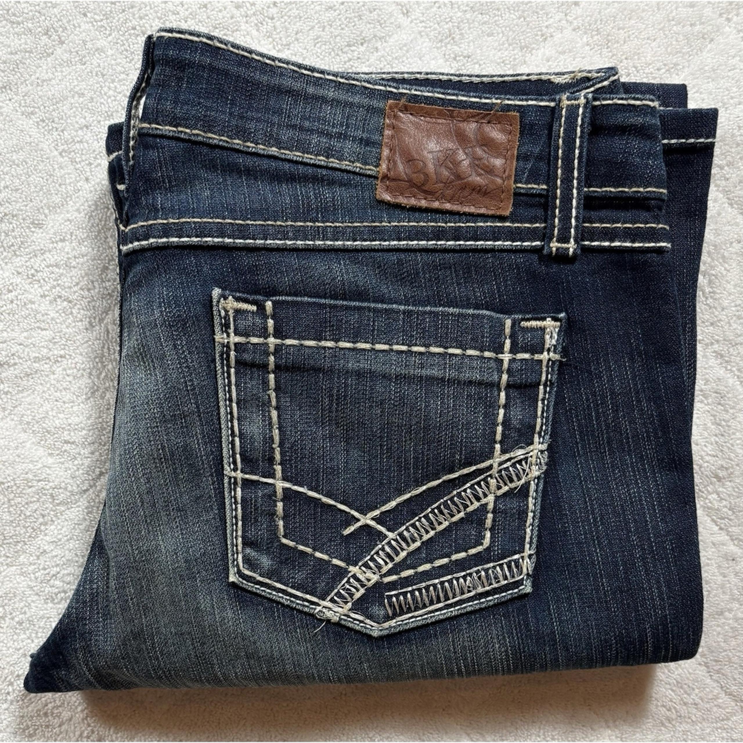 BKE Buckle Sabrina Stretch Low Rise Flared Jeans Women 34 x 32.5 Blue Denim -633