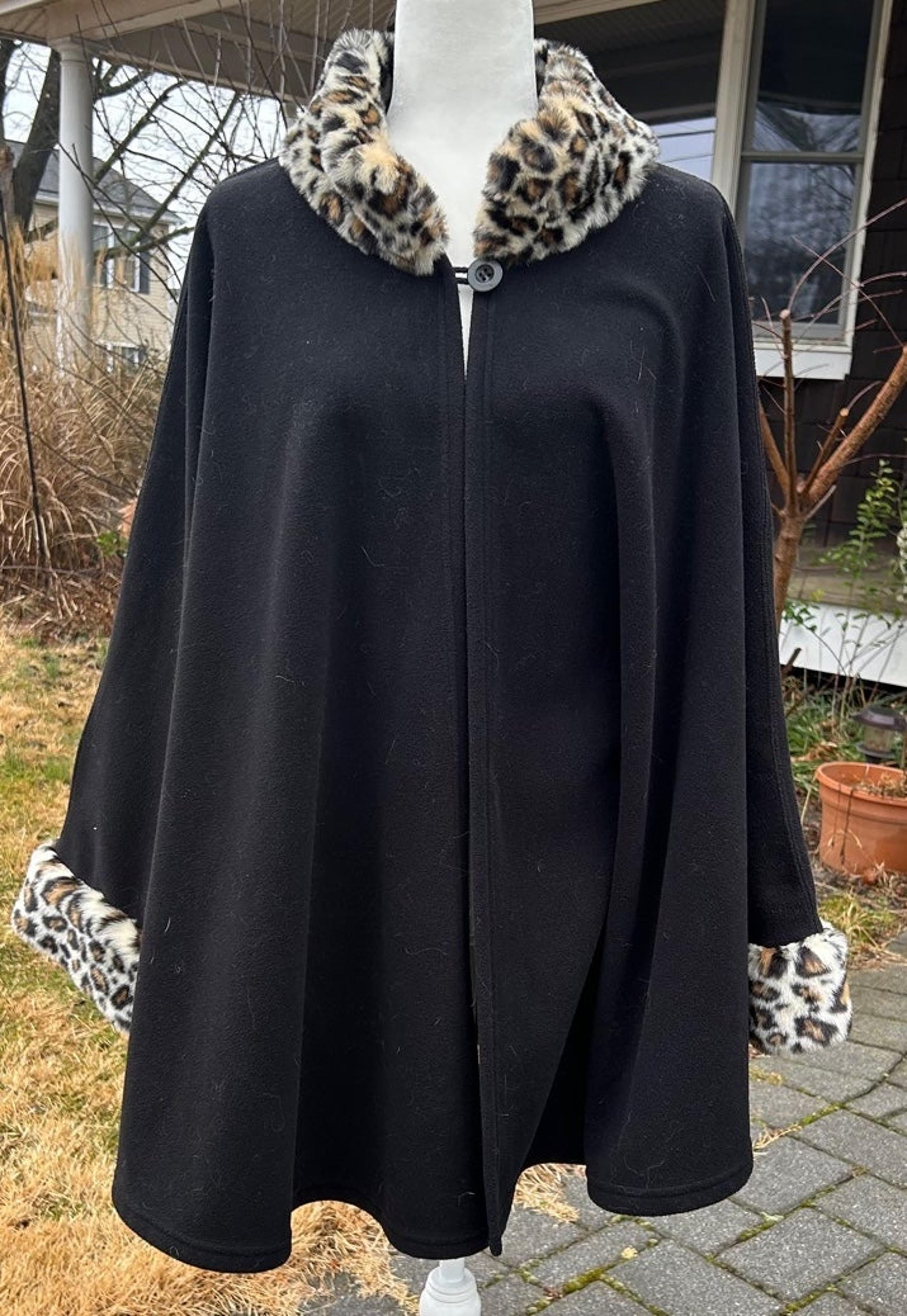 Leopard Print Black Cape