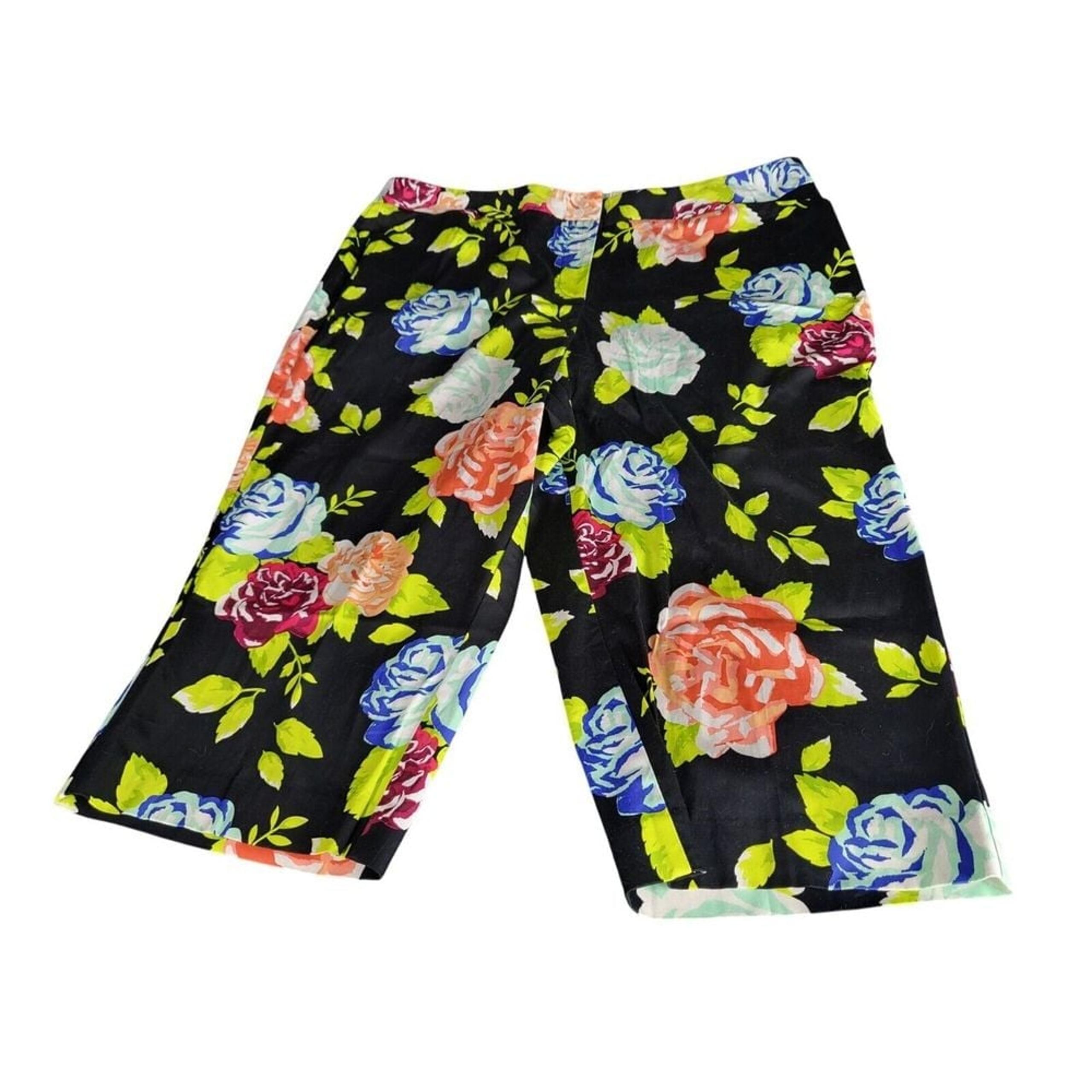Cato Contemporary Low Rise Capri Pants Women Sz 20W Floral Multicolor Work Boho