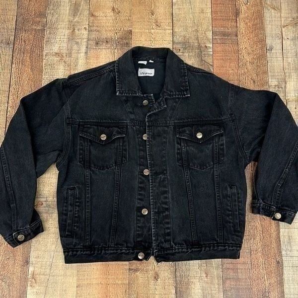 Bergamo Black Jean Jacket 100% cotton Sz L