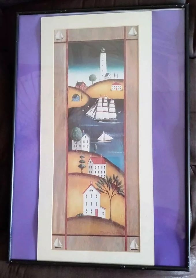 Steven Klein Sailboat 1962 Original Signed Mixed Media & Oil Print 15 x 22