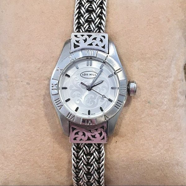 LOIS HILL Watch Rare Sterling Silver Roman Numbers