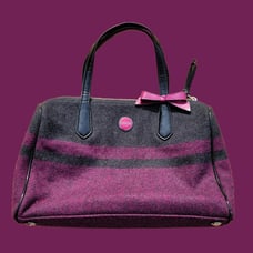 ❝ COACH passion berry purple and black wool handbag with bow bag charm ❞