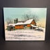 Original Winter Barn Farm House Signed R Smith Oil Canvas Painting Art 10 x 8