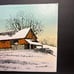 Original Winter Barn Farm House Signed R Smith Oil Canvas Painting Art 10 x 8