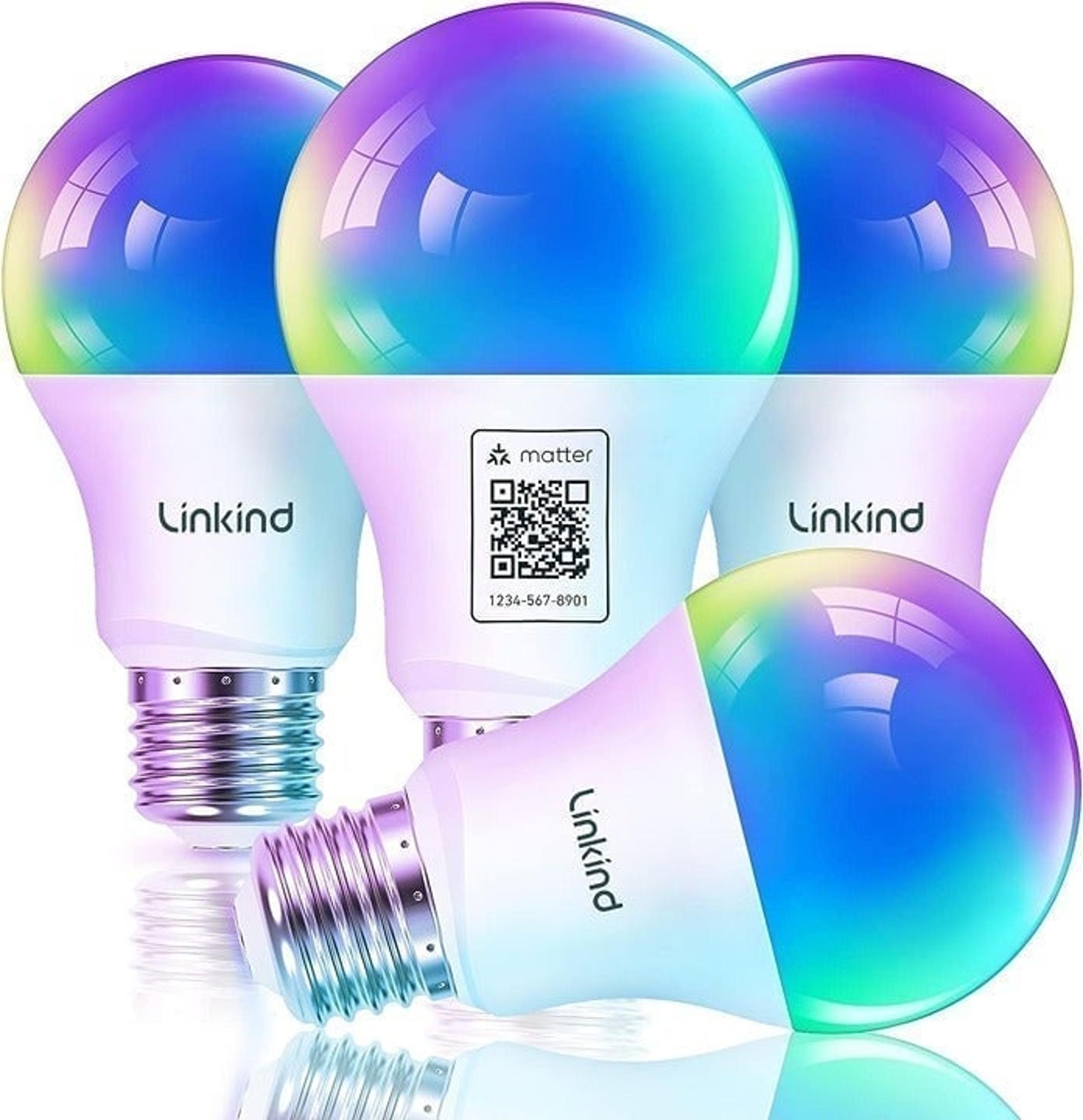 Linkind Matter WiFi Smart Light Bulbs Work with Apple Home/Siri/Google Home/Alex