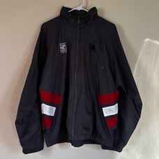 Men's Adidas Navy Blue and Red Jacket with Roll Up Hood. Size M
