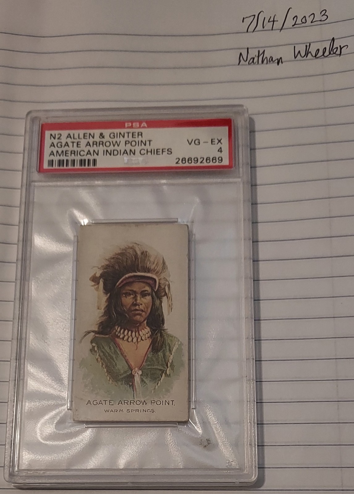 1888 N2 Allen Ginter Agate Arrow Point PSA 5 [American Indian Chiefs]