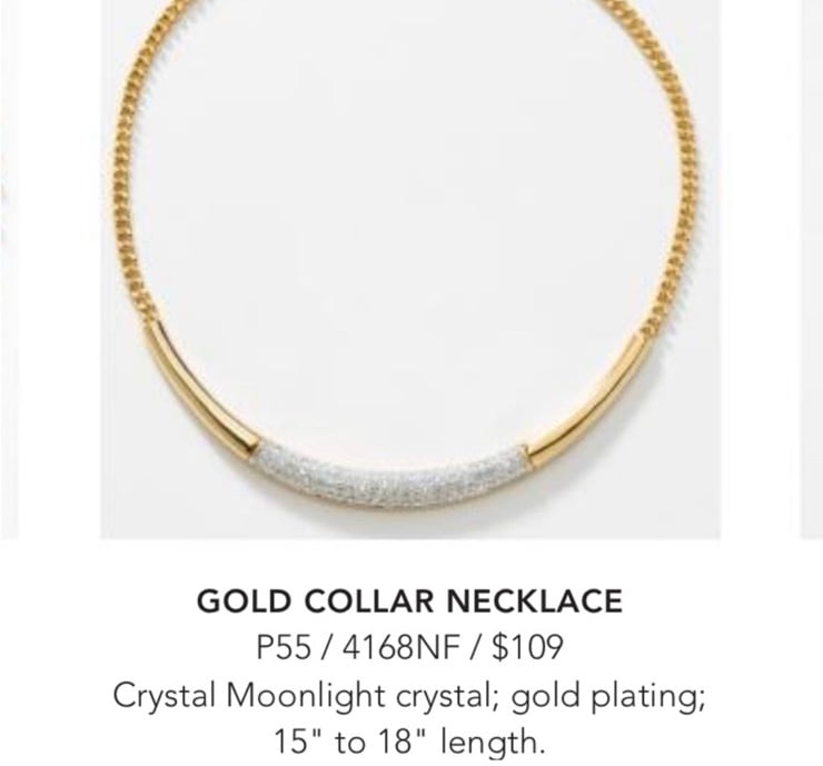 touchstone Rhinestones necklace Gold Tone Choker - retired - like new #2736