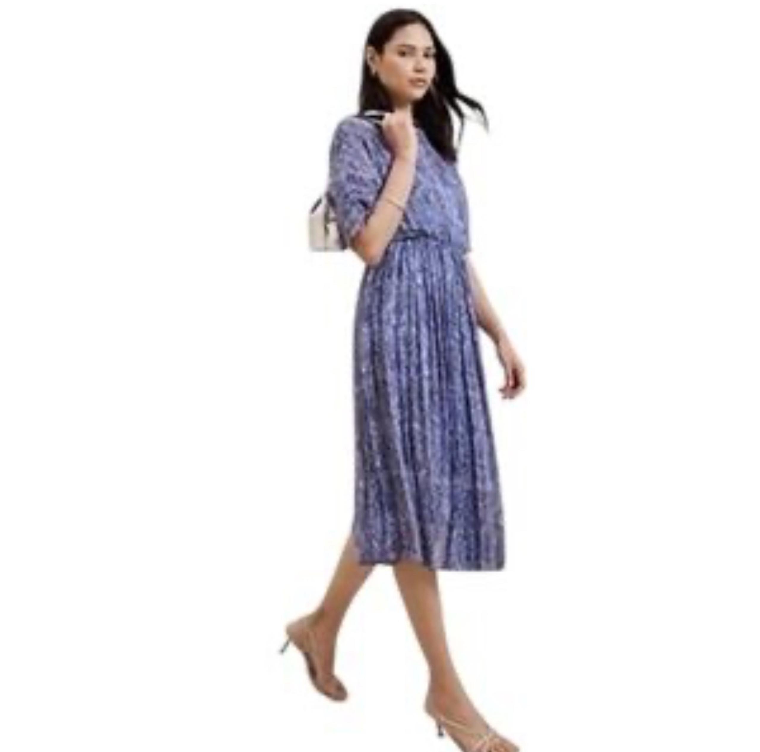 Banana Republic NWT CHIFFON PLEATED MIDI DRESS size L