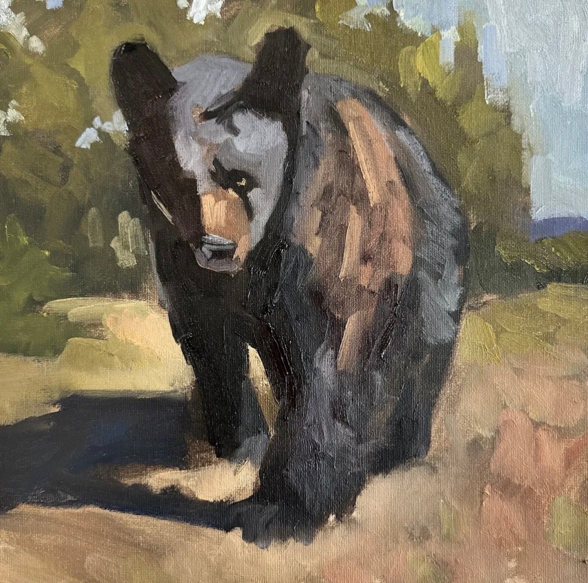 Painting original handmade bear wildlife art impressionist signed Liam matthew