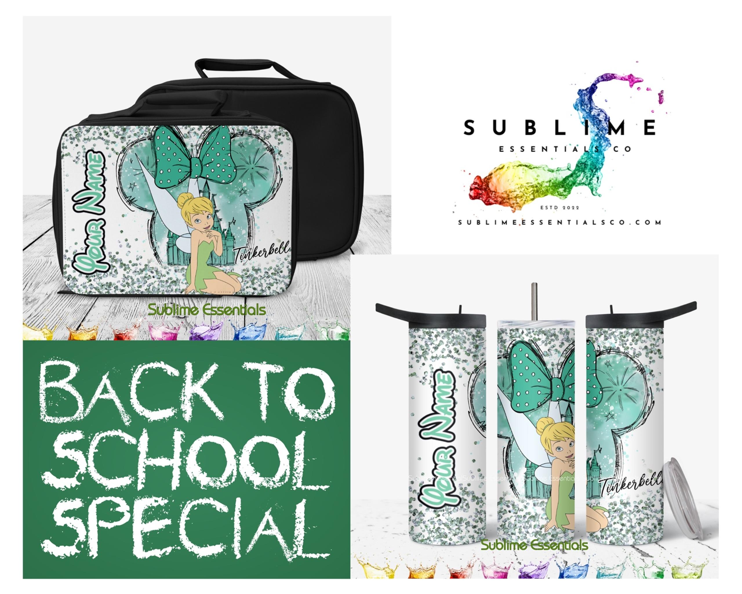 Lunchbag & Tumbler Set - Tinkerbell Inspired "Glitter Ombre" Back to School SALE