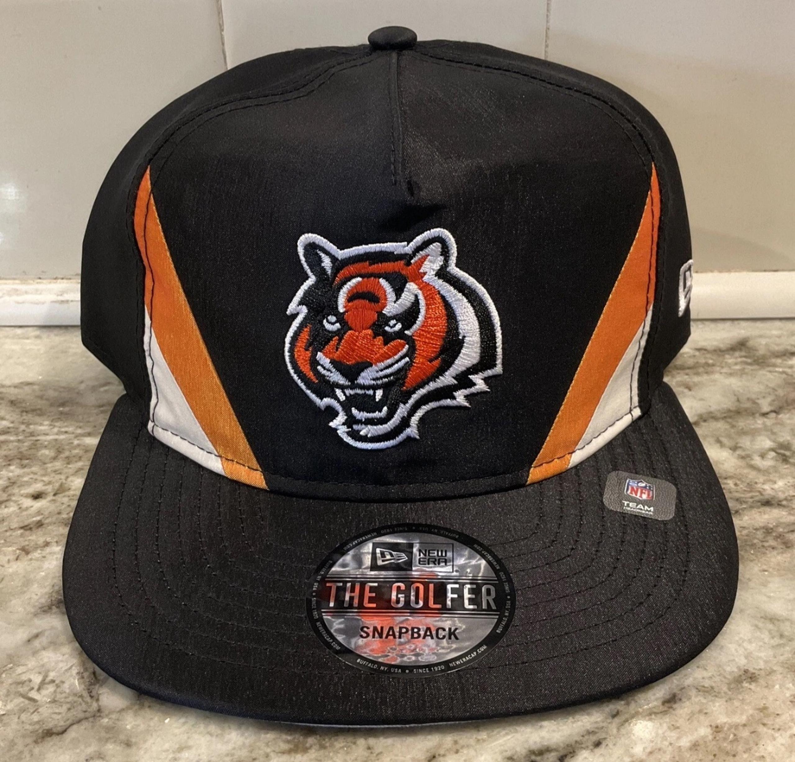Cincinnati Bengals New Era Men's The Golfer Snapback Black Retro Nylon Hat Cap