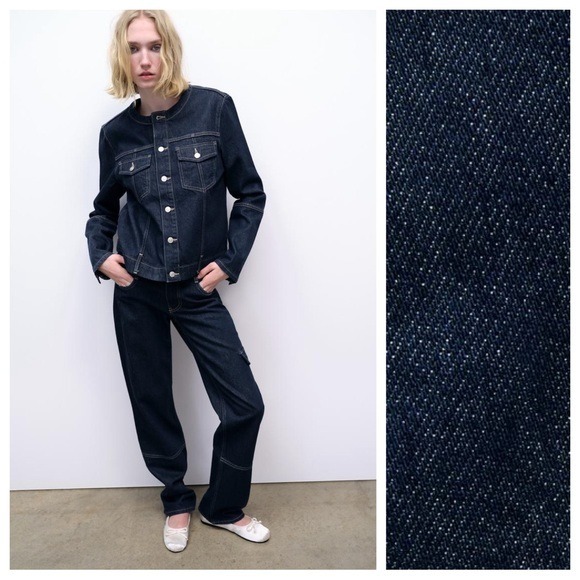 NWT. Zara TRF Dark Indigo Denim Jacket. Size M.
