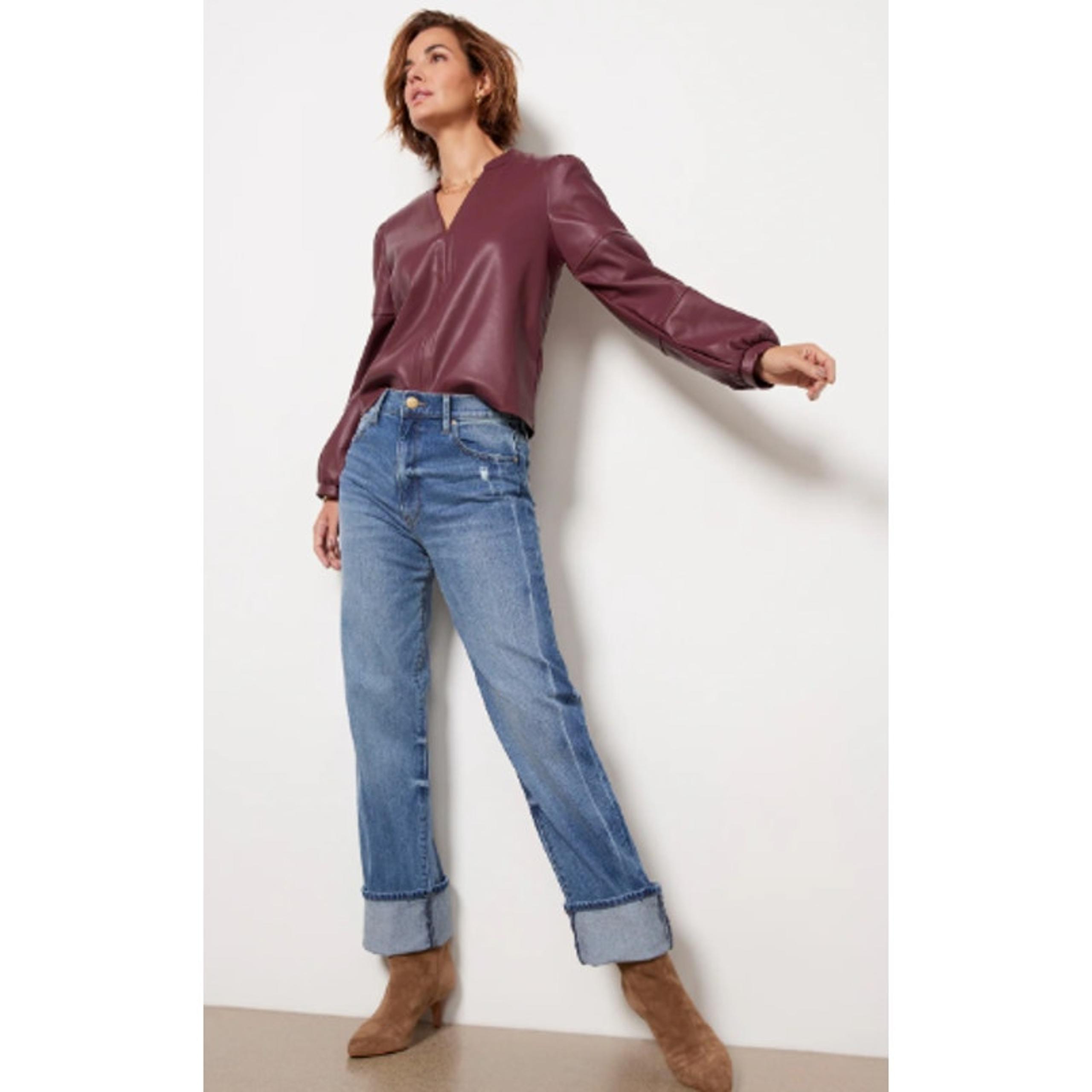 Evereve Selena Faux Leather Top – Size S – Purple