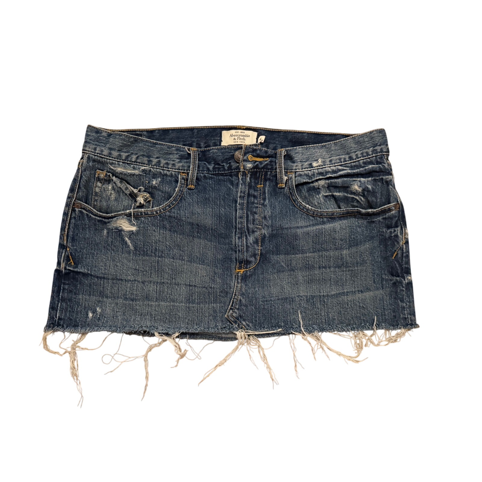 Abercrombie & Fitch Vintage Y2K Low Rise Distressed Denim Skirt 6