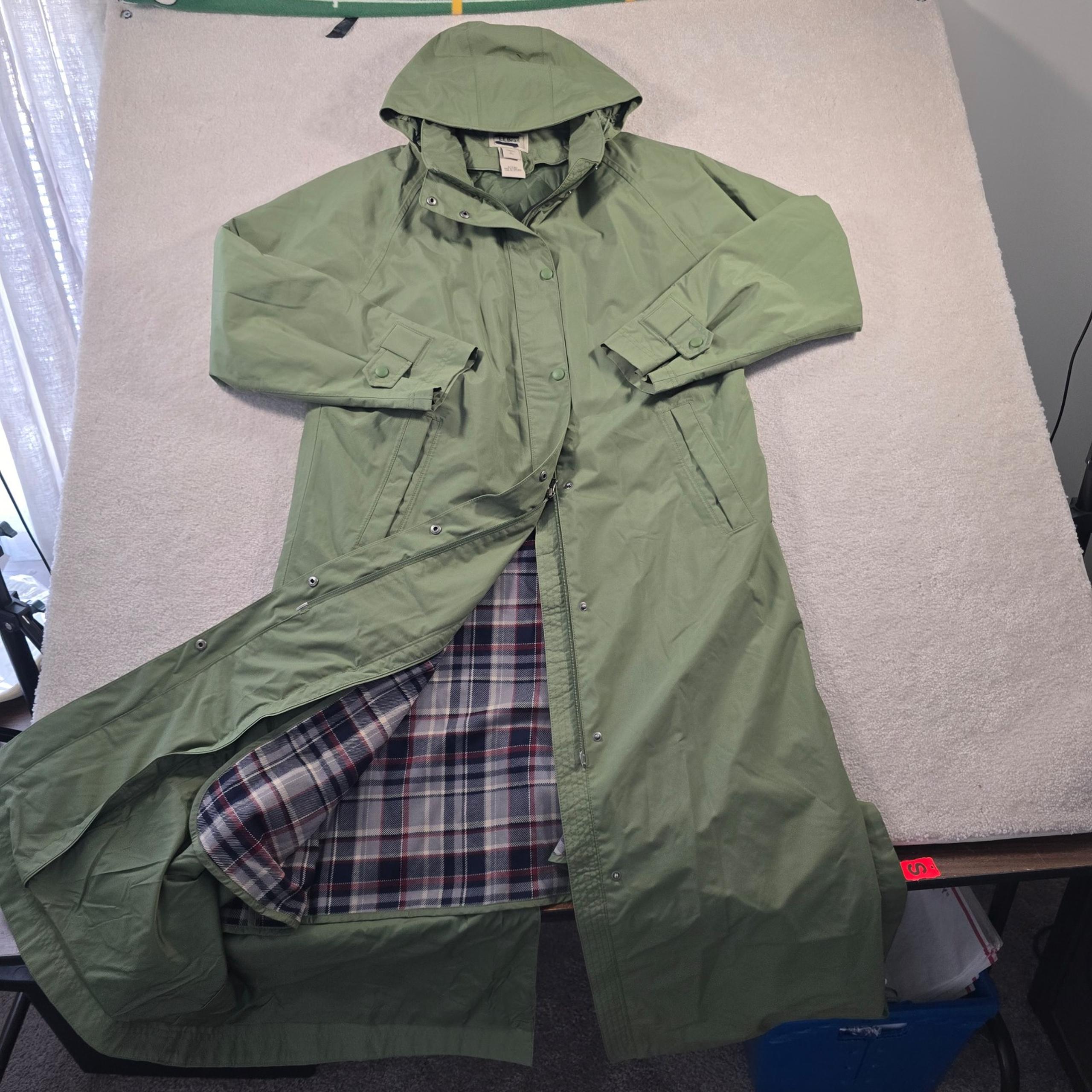 LL BEAN Long Wool Line Rain Trench Coat