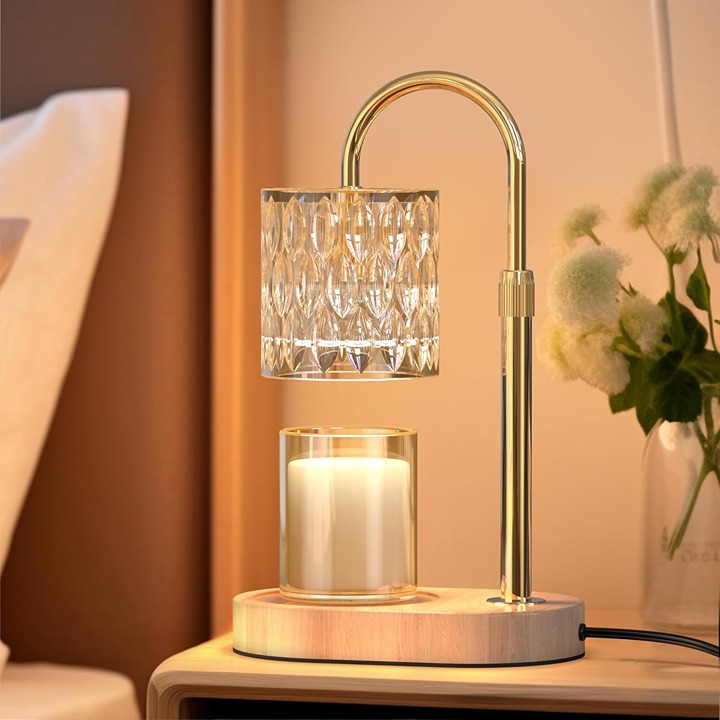 Candle Warmer Lamp with Timer Dimmer Adjustable Height with 2 Bulbs - Gold