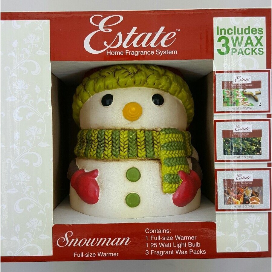 ESTATE Home Fragrance System Christmas Snowman w 3 Fragrance Packs NIB