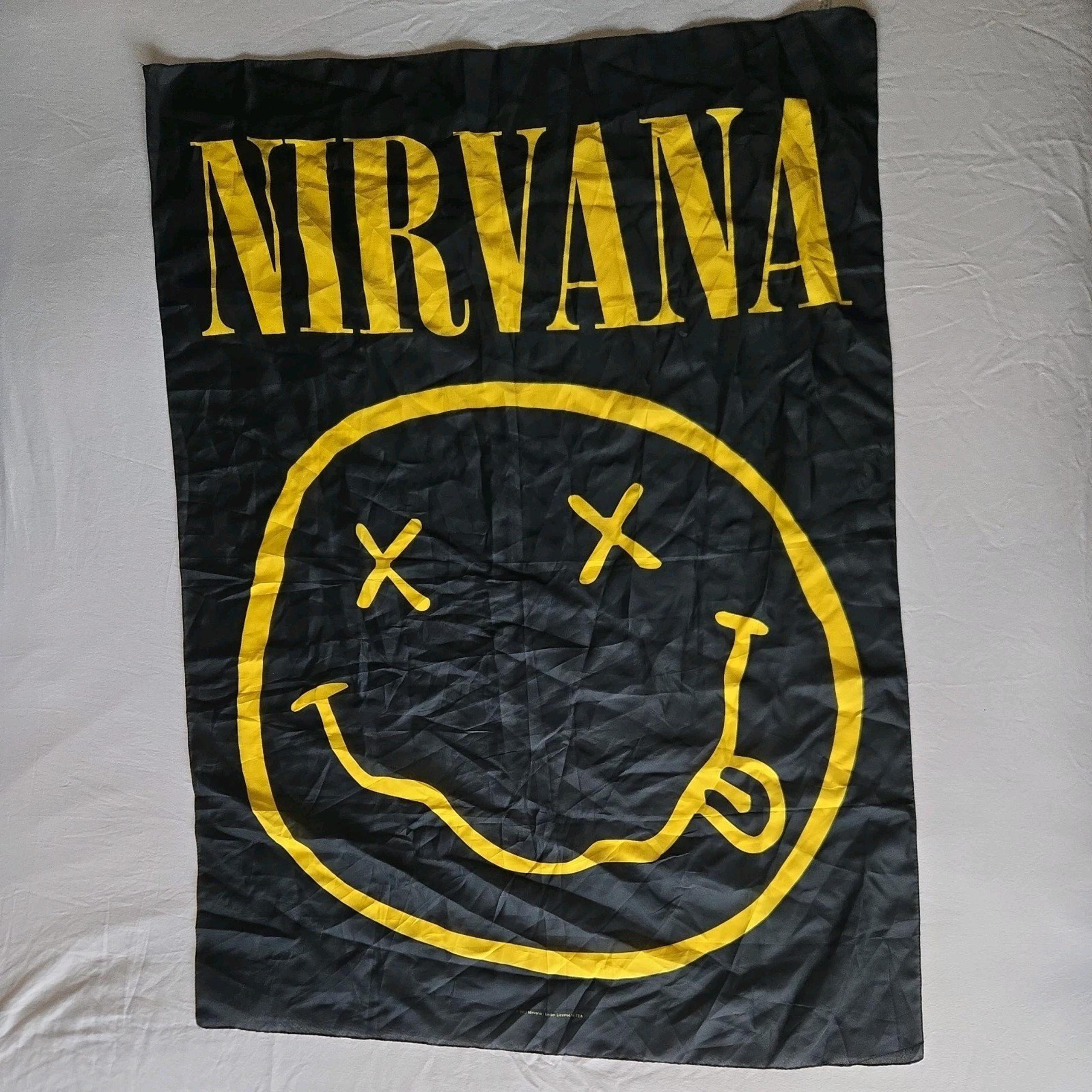 Nirvana Smiley Face Vintage 41x30 Fabric Banner Tapestry 2007