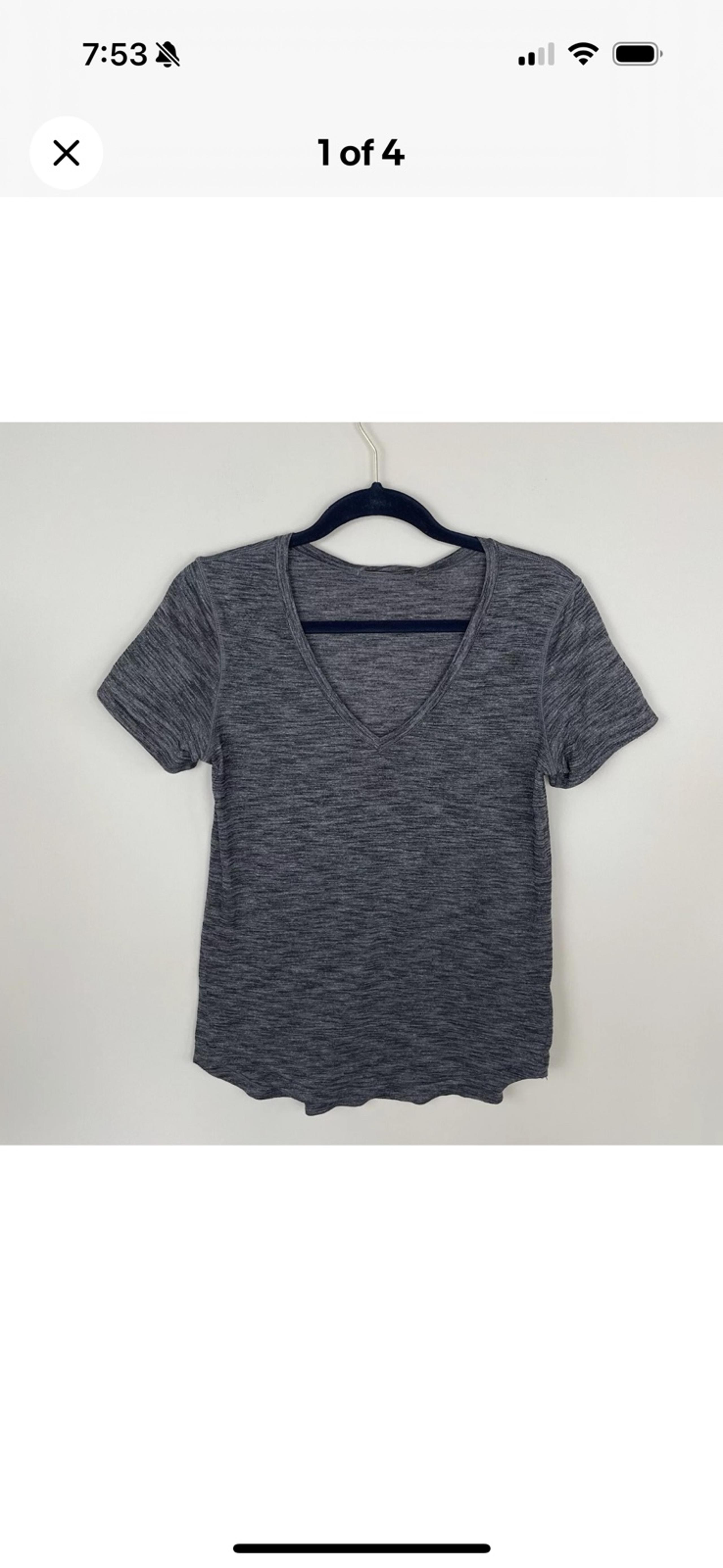 Lululemon What The Sport V Neck Tee Shirt Grey Silverescent Stripe Women's 6 ?