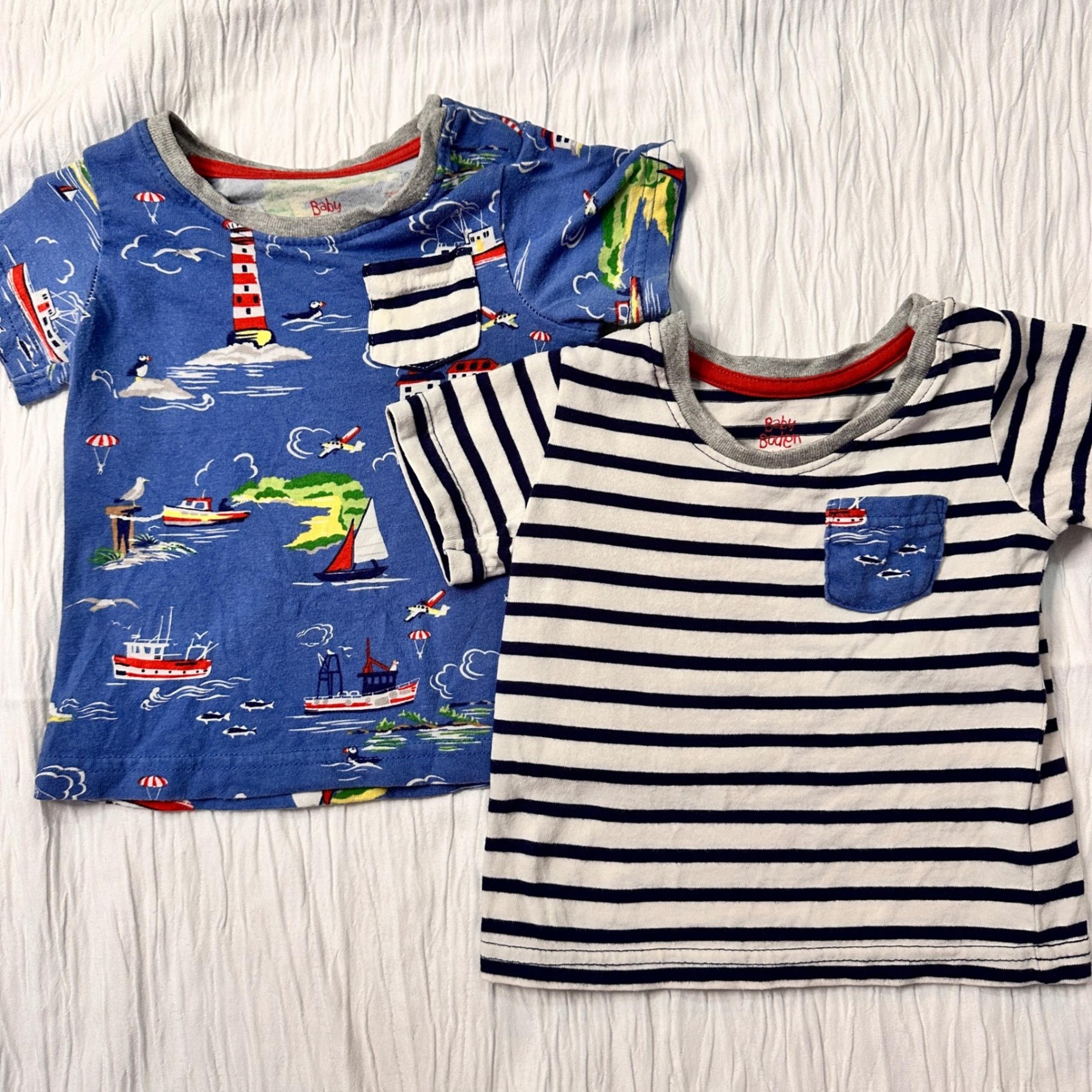 Baby Boden Short Sleeve Tshirt Bundle Stripes Nautical Blue Cotton Baby 6-12 Mon