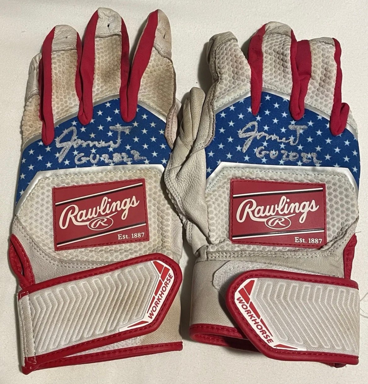 James Triantos Game Used Autographed Signed Batting Gloves Chicago Cubs