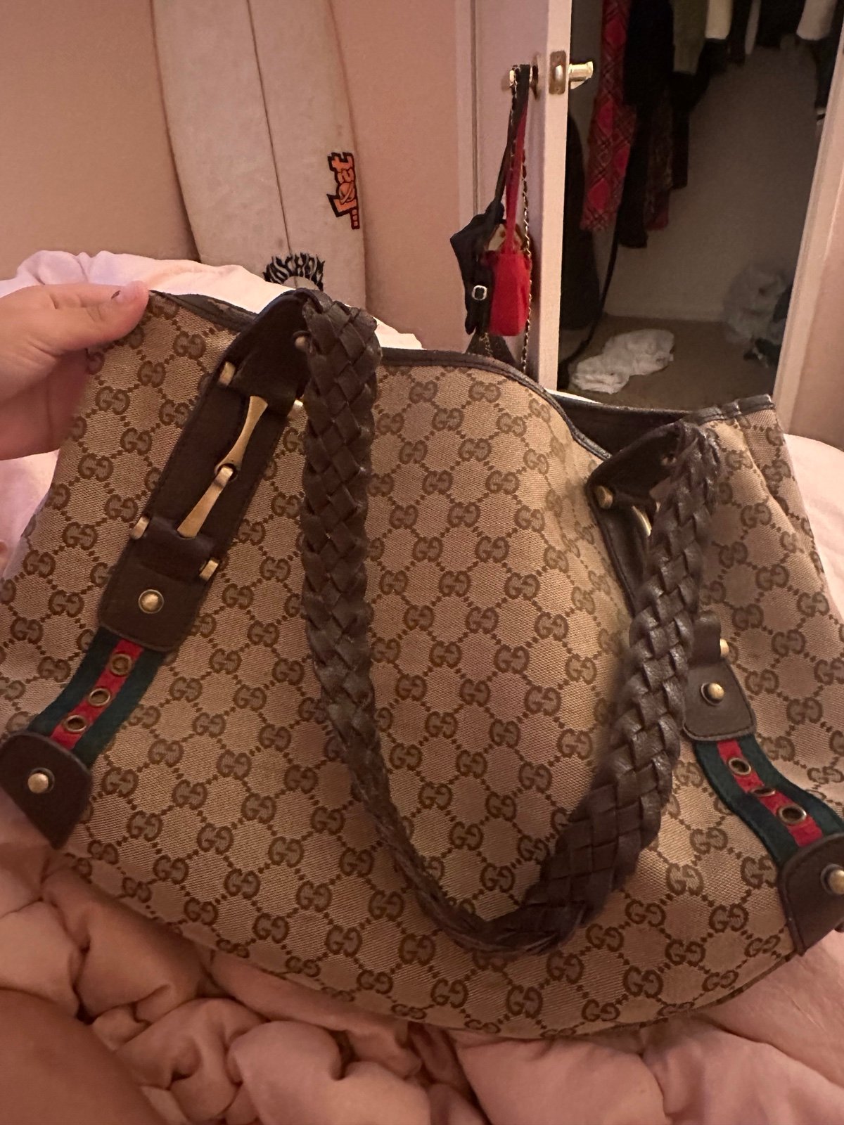 Gucci Brown Canvas Tote Bag