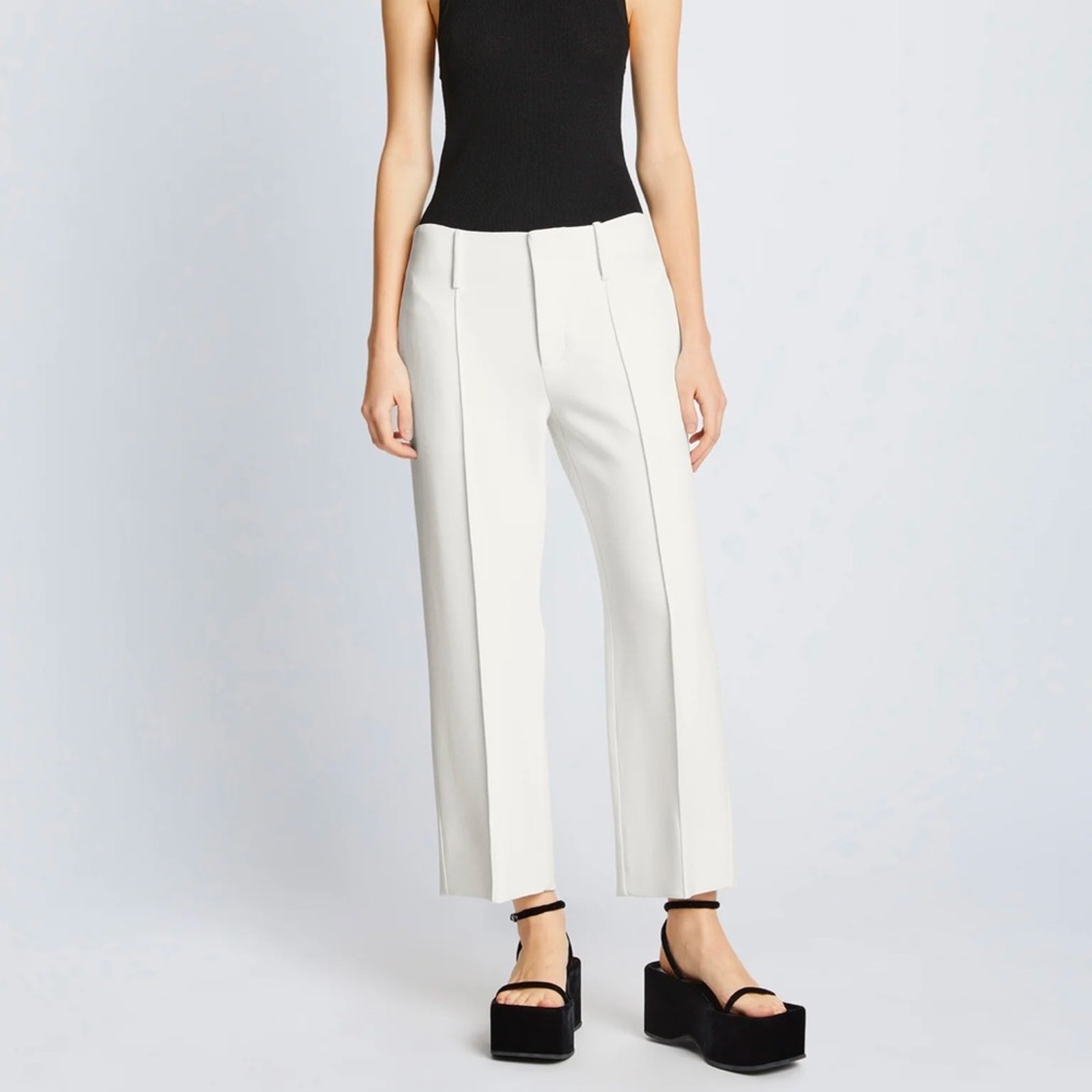 Proenza Schouler Women’s Bi-Stretch Crepe Wide Legged White Cropped Pants Size 6