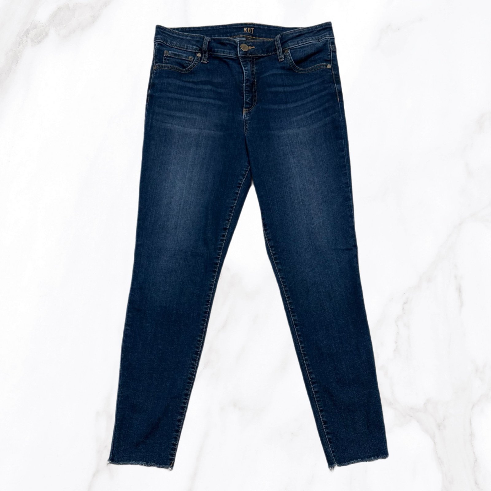 Kut from the Kloth Women’s Fab Ab High Rise Ankle Skinny Raw Hem Jeans, Size 10
