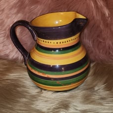 Flamenco Tabletops Unlimited Pitcher Large 96 oz Hand Painted Bright Stripes