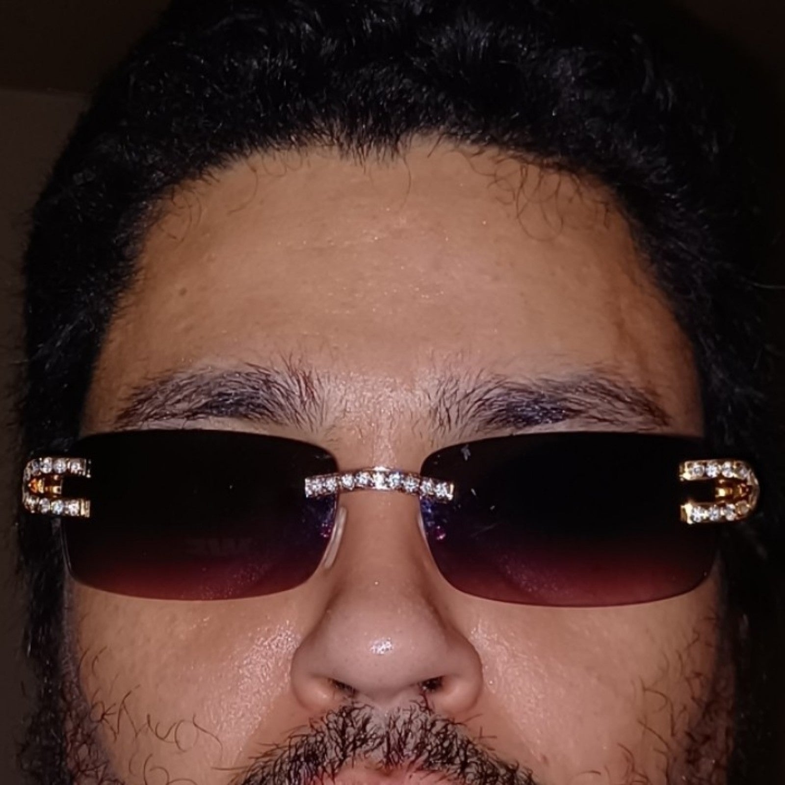 Black & Gold Iced Out Sunglasses