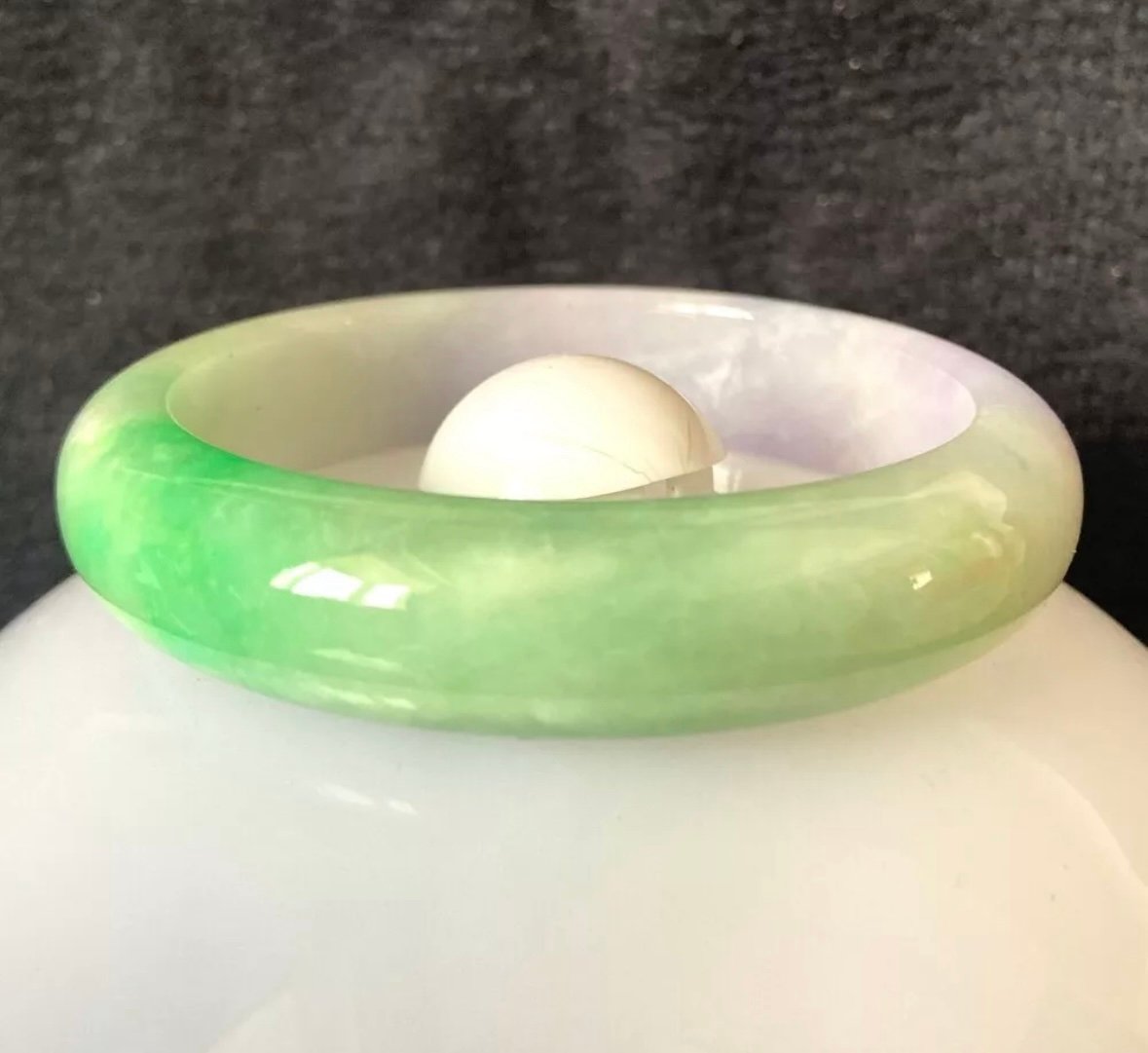 Certified Green Purple 57mm Natural Burma A Jade jadeite Bangle Bracelet 8924