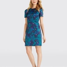 Draper James teal and blue Cutout Floral Aline short sleeve Dress Size 2 new!!