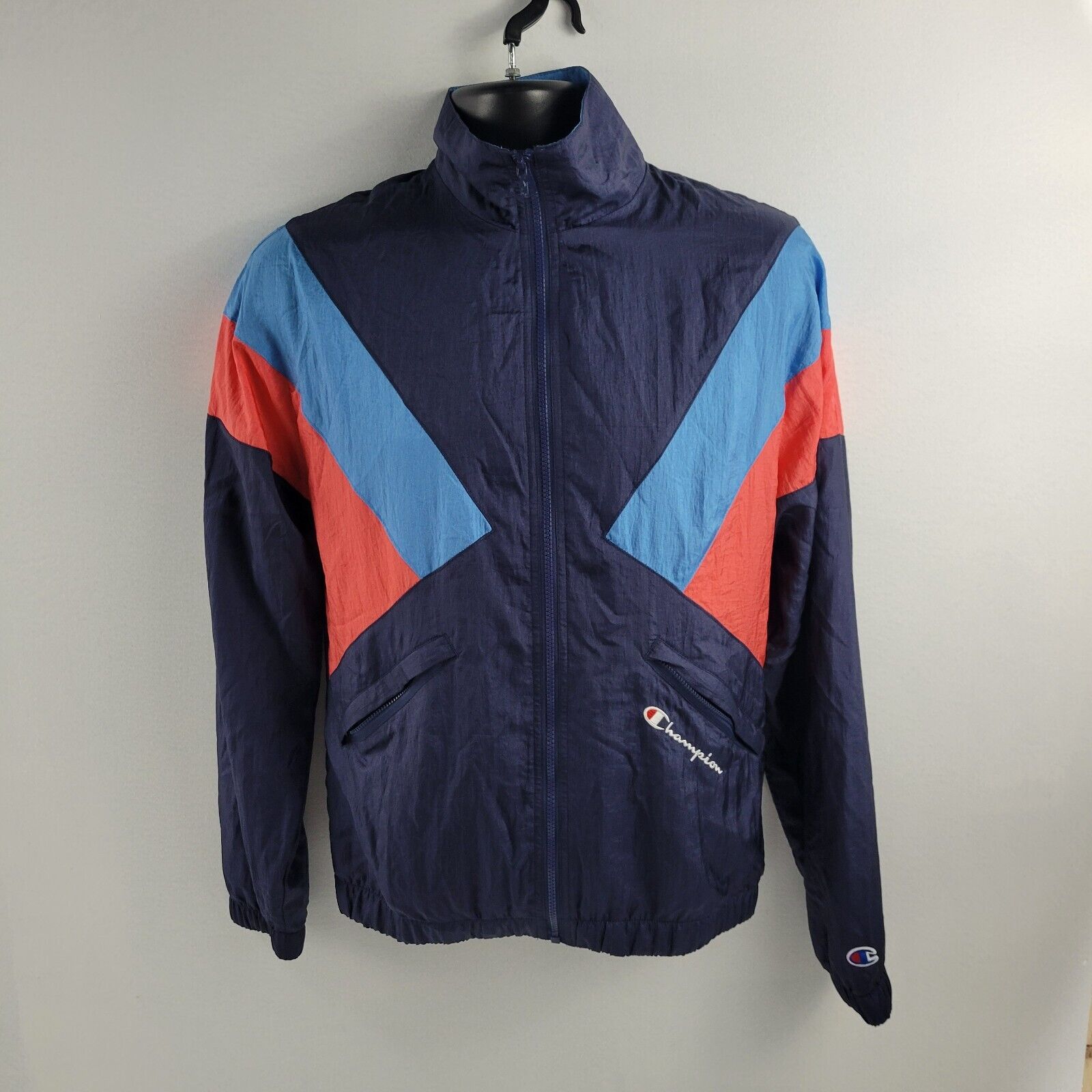 Vintage CHAMPION Windbreaker Track Tennis Men's Full Zip S Color Block 2863