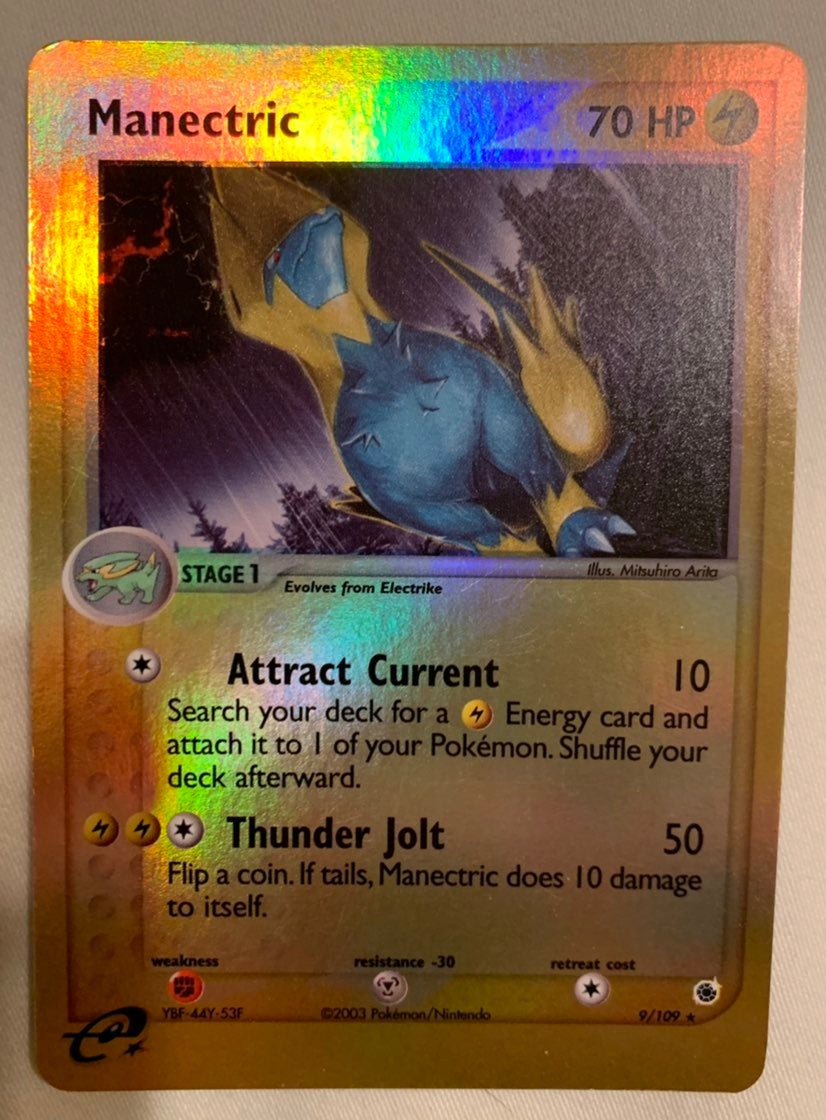 Manectric Thunder Jolt Reverse Holographic Pokemon Card Fermi Bubbles Grading C+