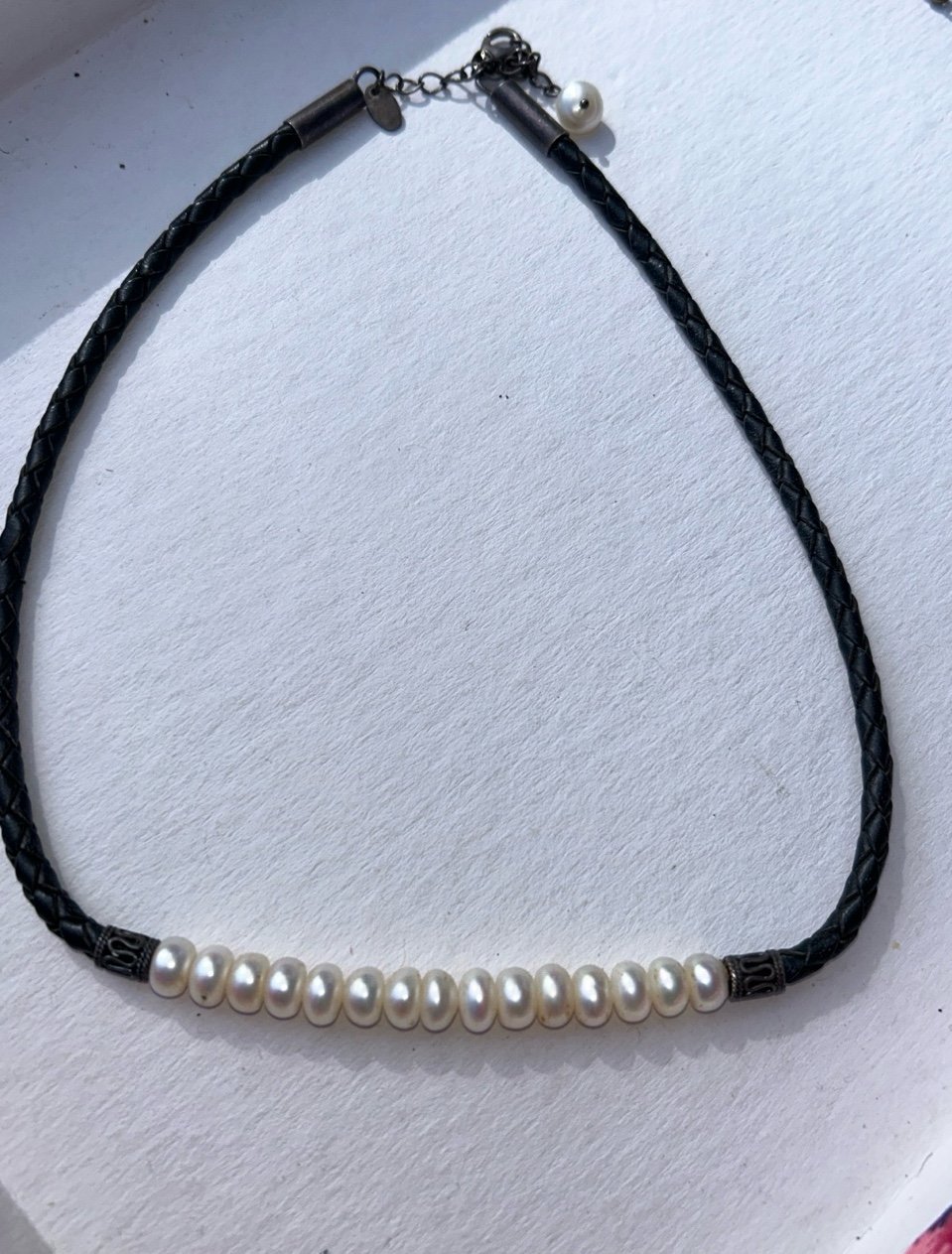 925 stamped necklace with pearls