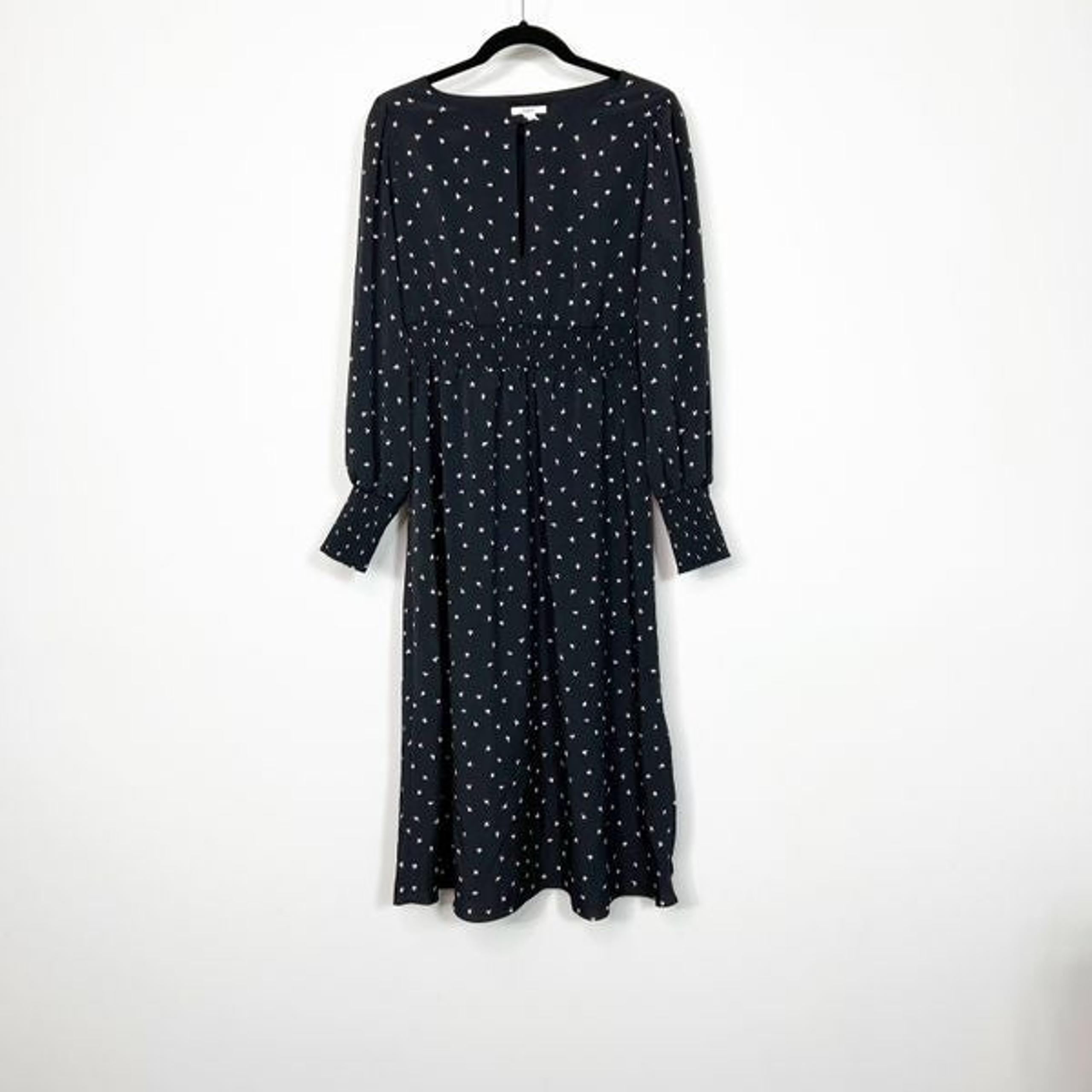 Bar III Dress Midi Black Floral Longsleeve Womens Medium New