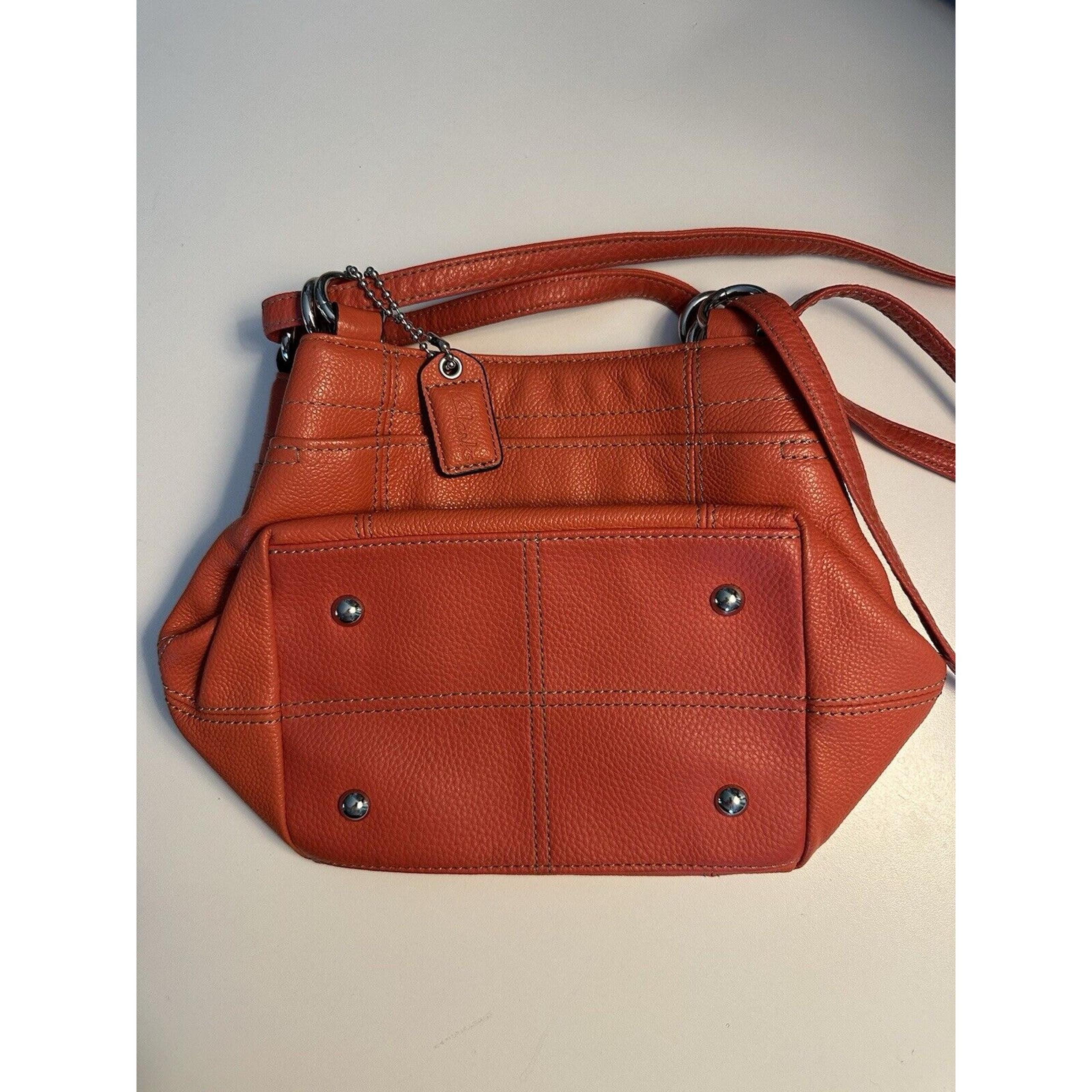 Leather Y2K Vintage Clarks Orange Convertible Crossbody Shoulder Bag Hobo Small