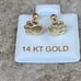 Solid Gold 14 Karat Yellow Paw Print 7mm Earring