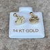 Solid Gold 14 Karat Yellow Paw Print 7mm Earring