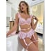 NEW Floral Lace Underwire Garter Lingerie Set