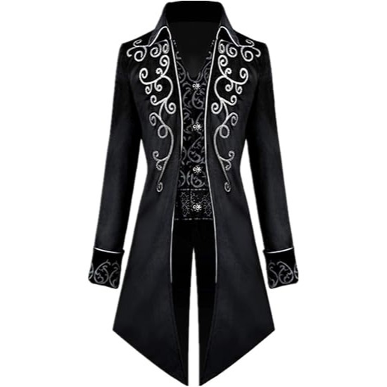 Crubelon Men's Steampunk Vintage Tailcoat Jacket Gothic Victorian Frock Coat
