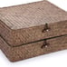 Woven Wicker Basket Bins with Lid - Set of 2 FLat Seagrass Storage Basket