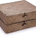 Woven Wicker Basket Bins with Lid - Set of 2 FLat Seagrass Storage Basket