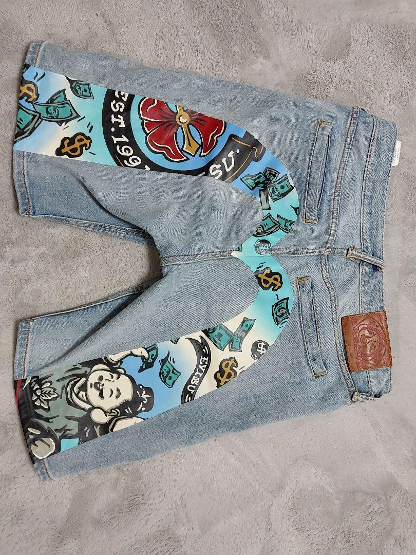 EVISU - 良品 EVISU エヴィス 大黒 大カモメ デニム ハーフ