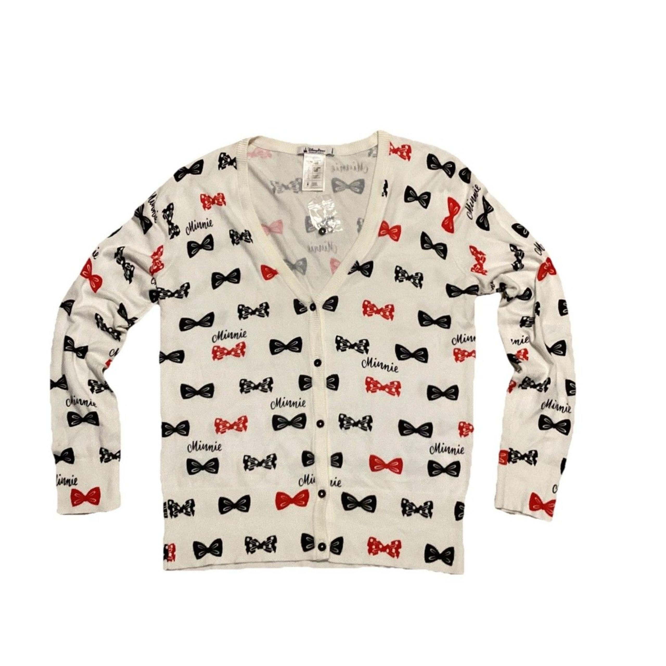 Disney Parks Womens Minnie Mouse Bow Button Cardigan Sweater Size M