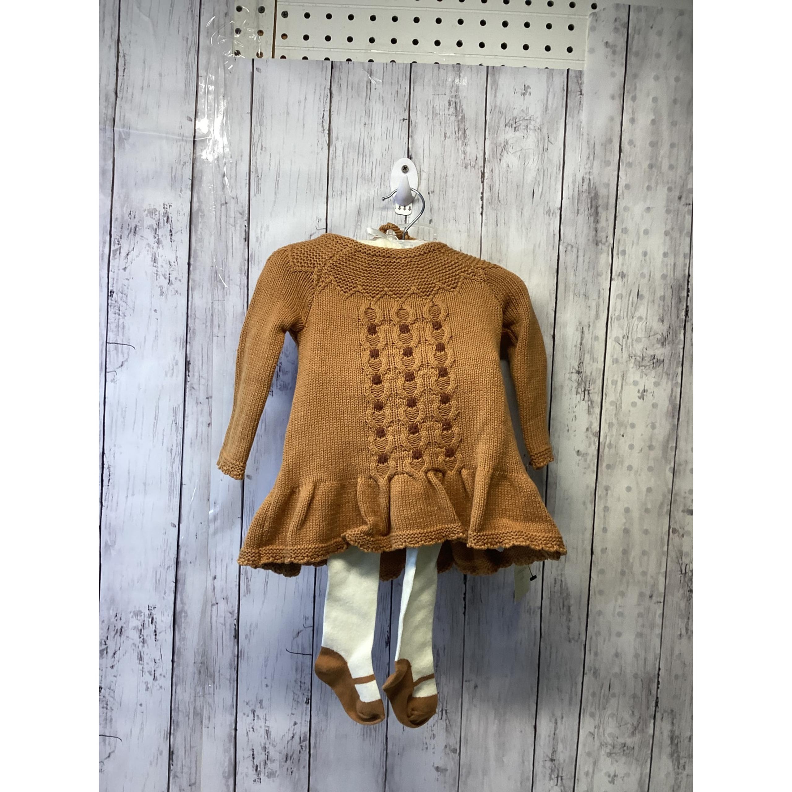 Cynthia Rowley Baby Girls Mustard Knit Dress with Tights Set Size 3/6M NWT