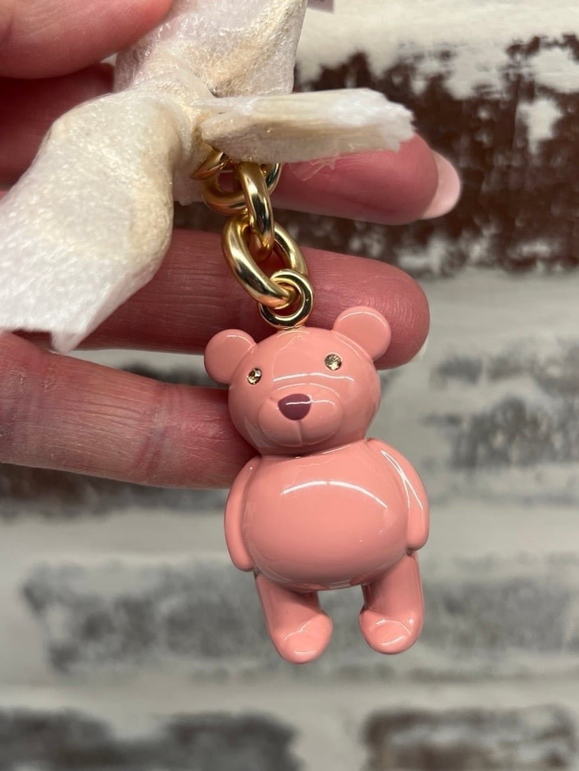 Coach Bear bag charm keychain pink CP890
